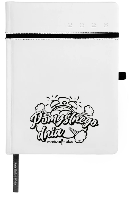kalendarz książkowy Black & White z tłoczonym logo kalendarz książkowy Black & White z tłoczonym logo