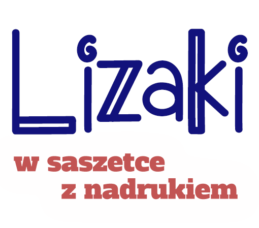 napis: Lizaki w saszetce z nadrukiem