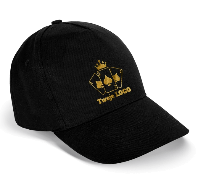 czapka z daszkiem ze złoconym nadrukiem czapka z daszkiem ze złoconym nadrukiem