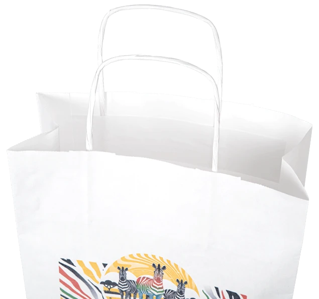 skręcana rączka w białych torbach papierowych