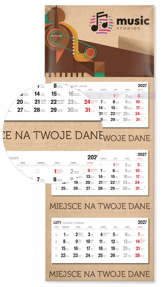 ekologiczny kalendarz trójdzielny plecki