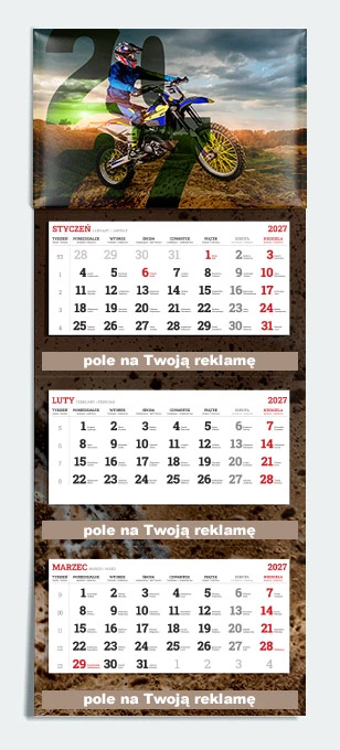 kalendarz reklamowy trójdzielny