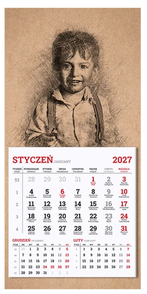 Ekologiczny kalendarz magnetyczny z nadrukiem