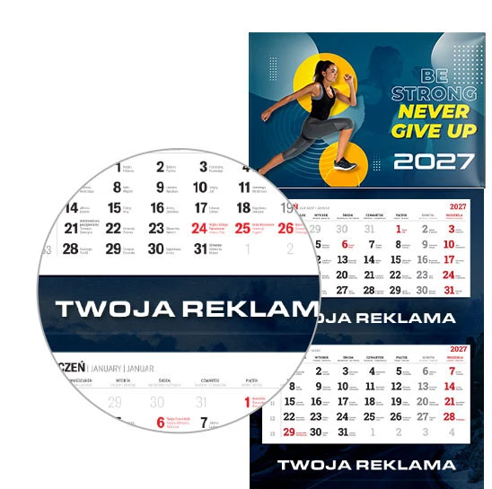 plecki kalendarza trójdzielnego