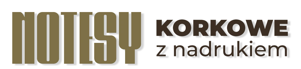 napis: NOTESY KORKOWE z nadrukiem