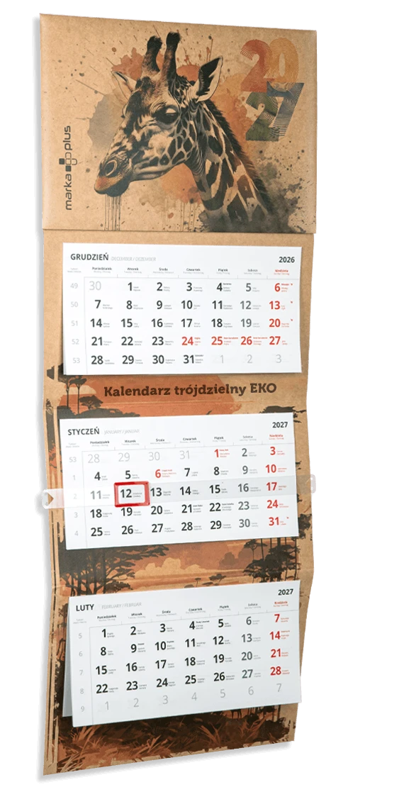 ekologiczny kalendarz trójdzielny z nadrukiem ekologiczny kalendarz trójdzielny z nadrukiem