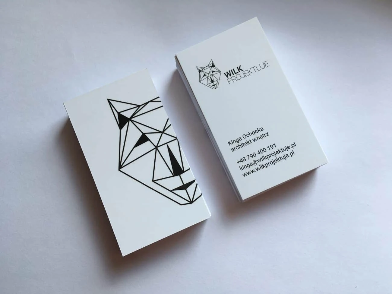 wizytówki z UV dla Wilk Projektuje