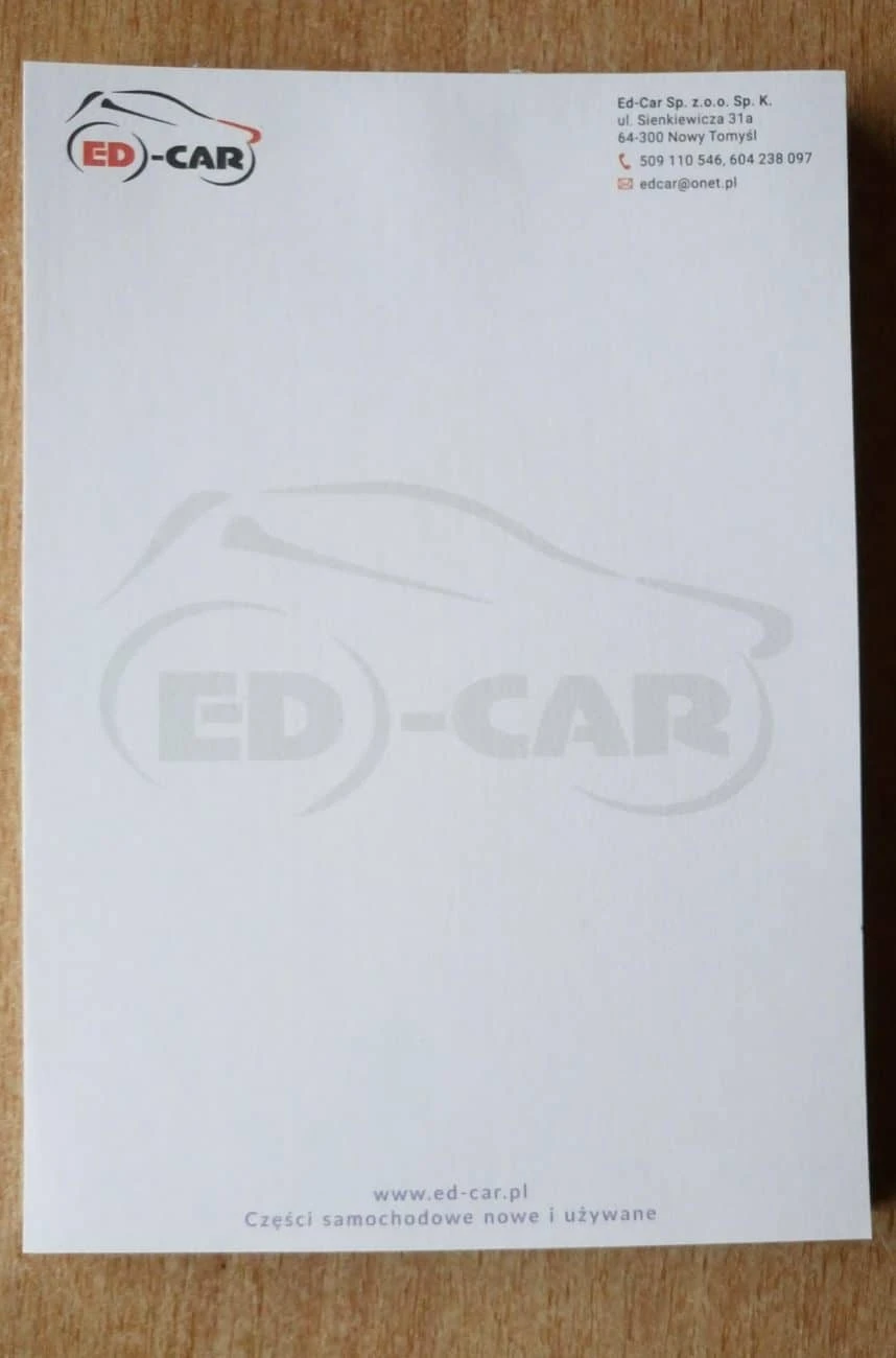 notesy reklamowe z nadrukiem dla firmy ed-car.pl