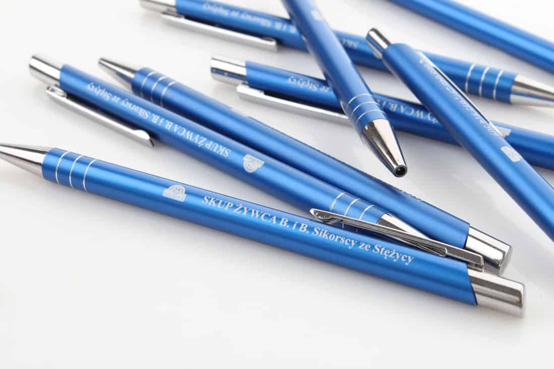 długopisy metalowe z logo Skup żywca Sikorscy