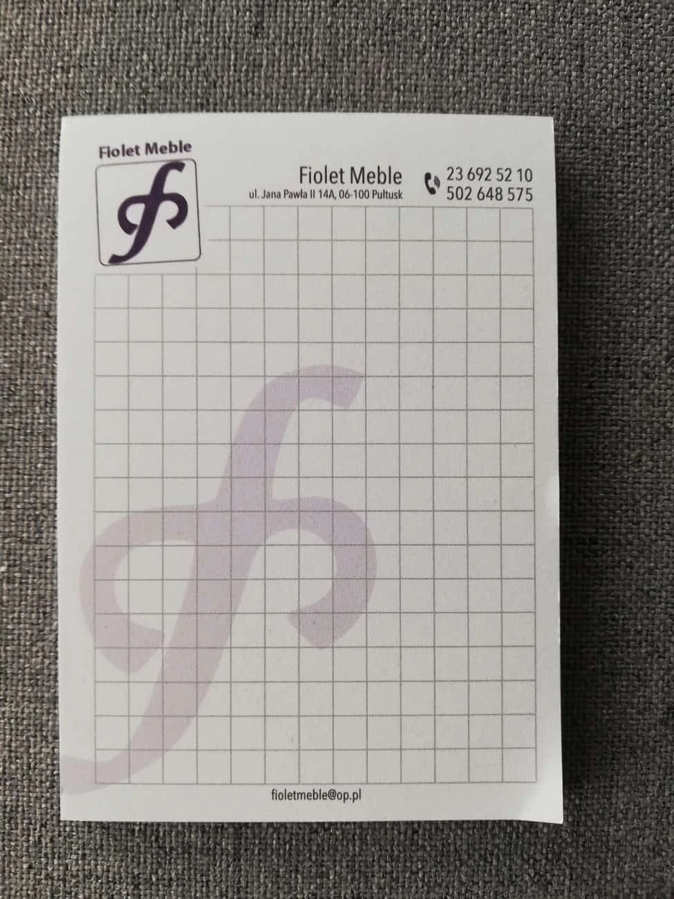 notesy reklamowe z logo Fiolet Meble