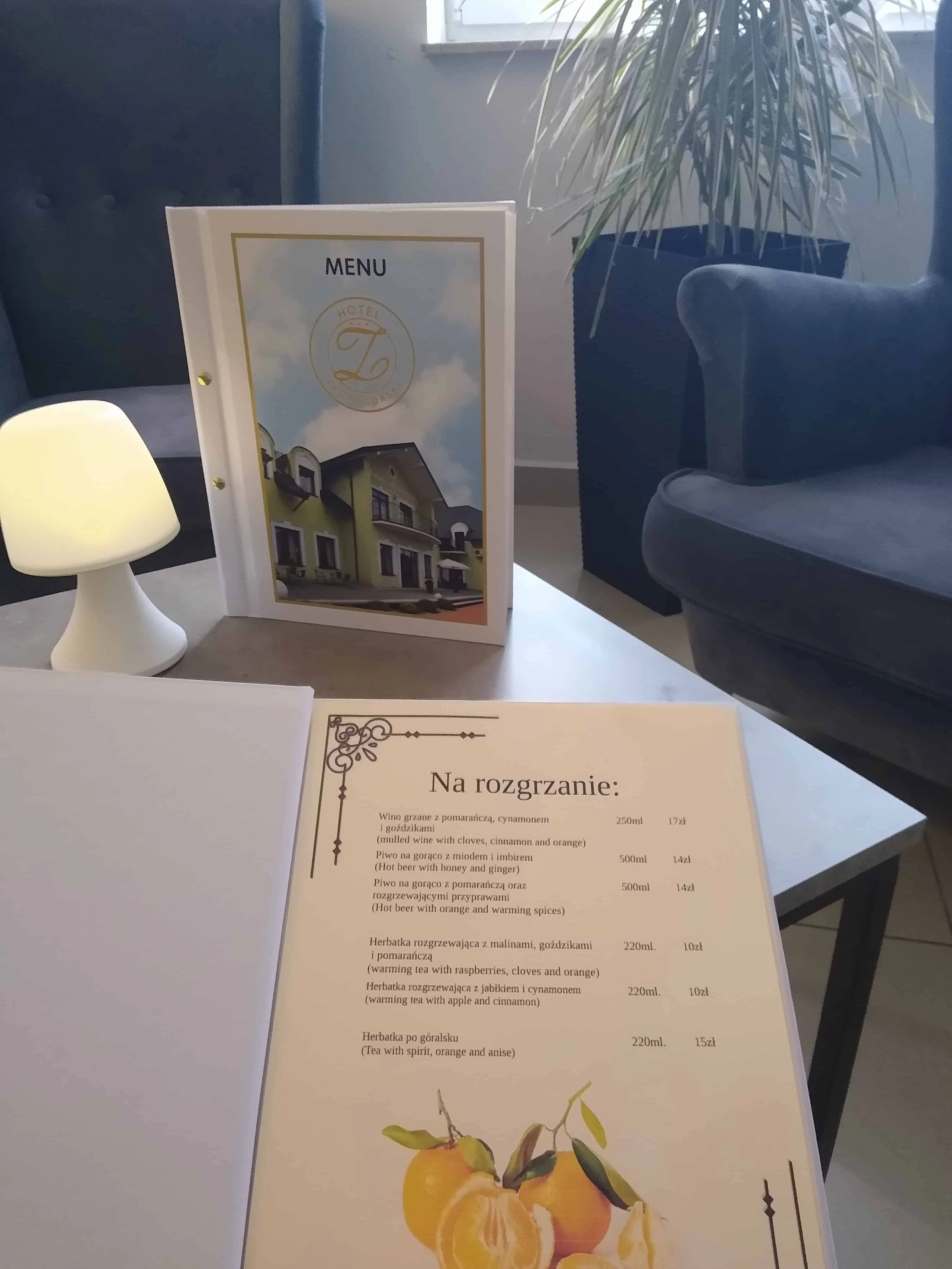 okładka menu z nadrukiem