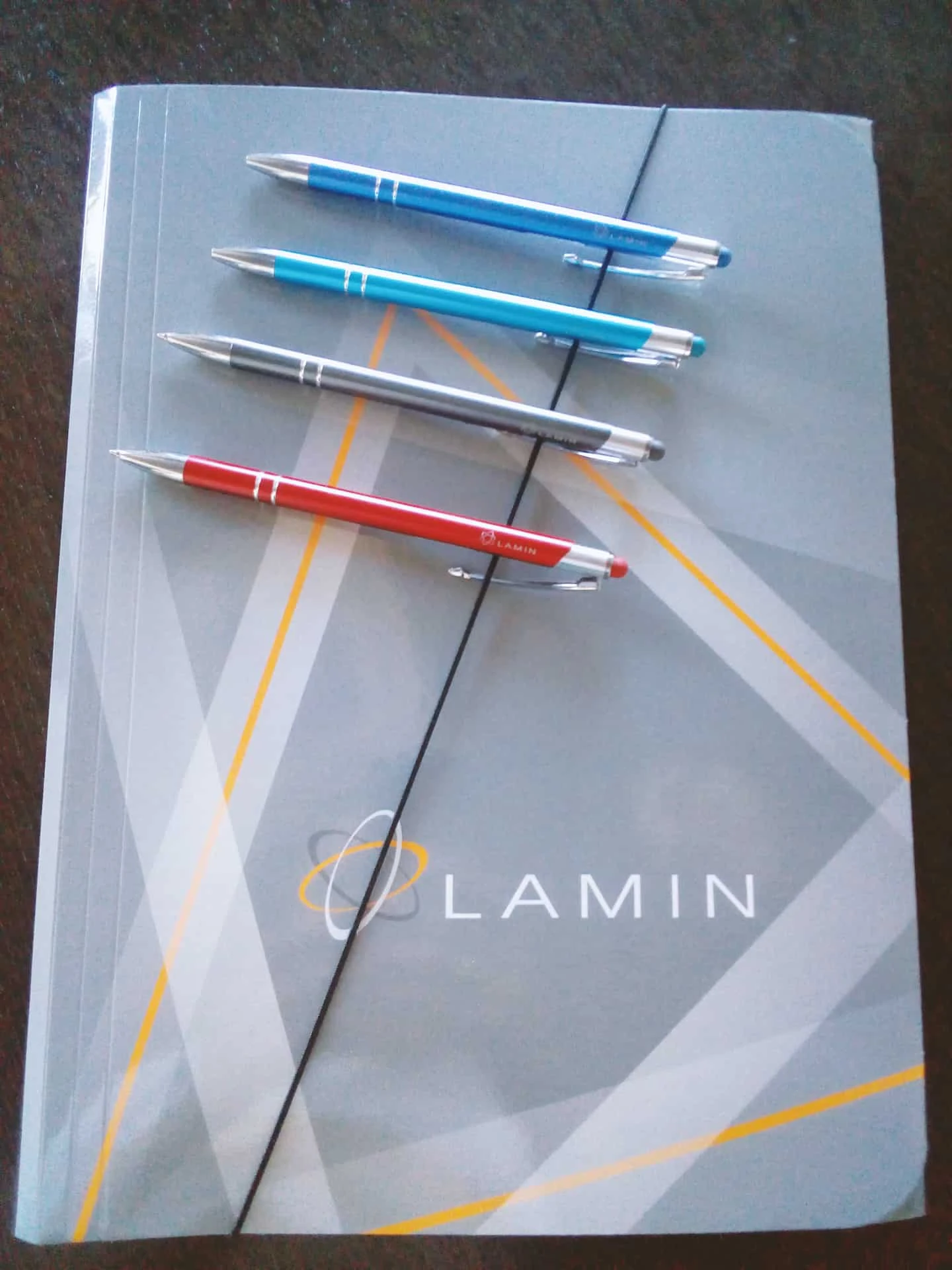 teczki i długopisy z logo Lamin