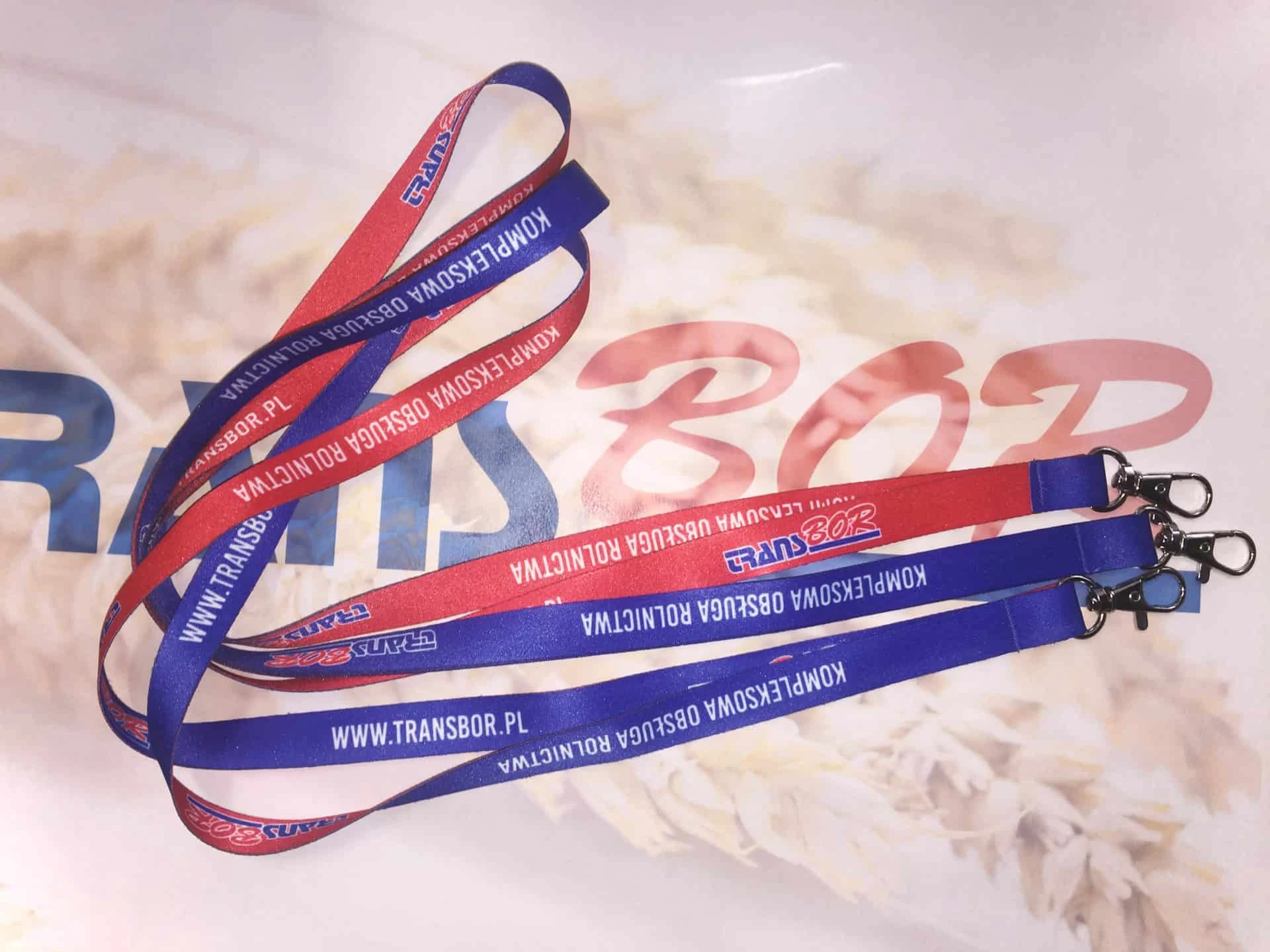 smycze reklamowe z nadrukowanym logo Trans Bor