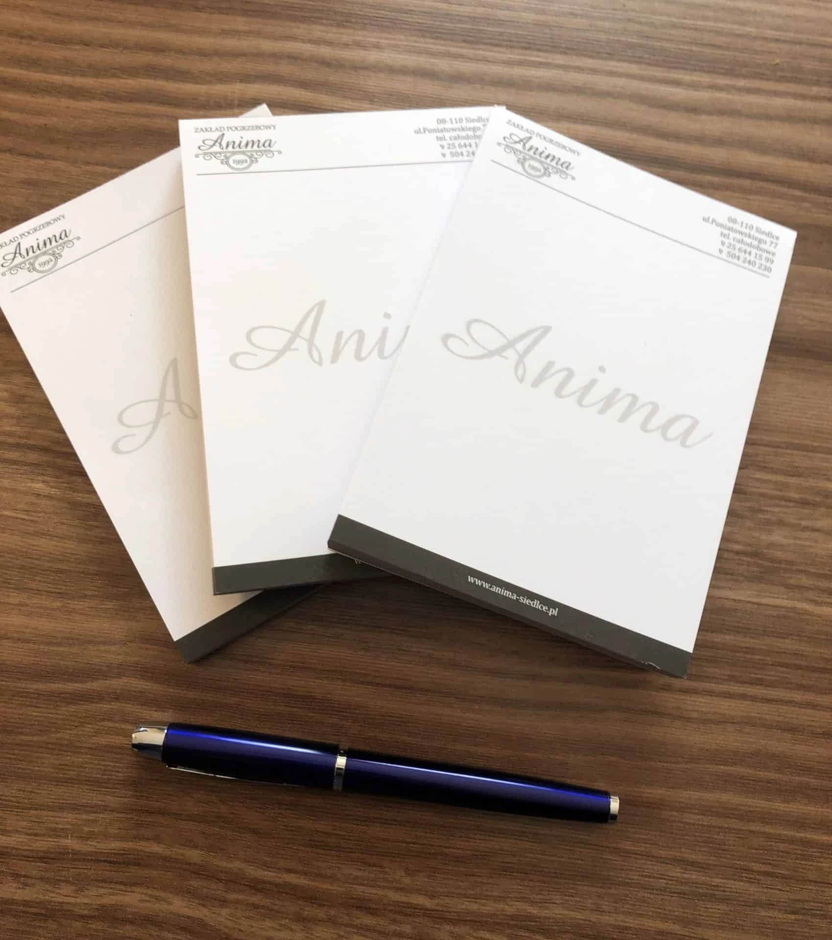 notesy reklamowe z logo Anima