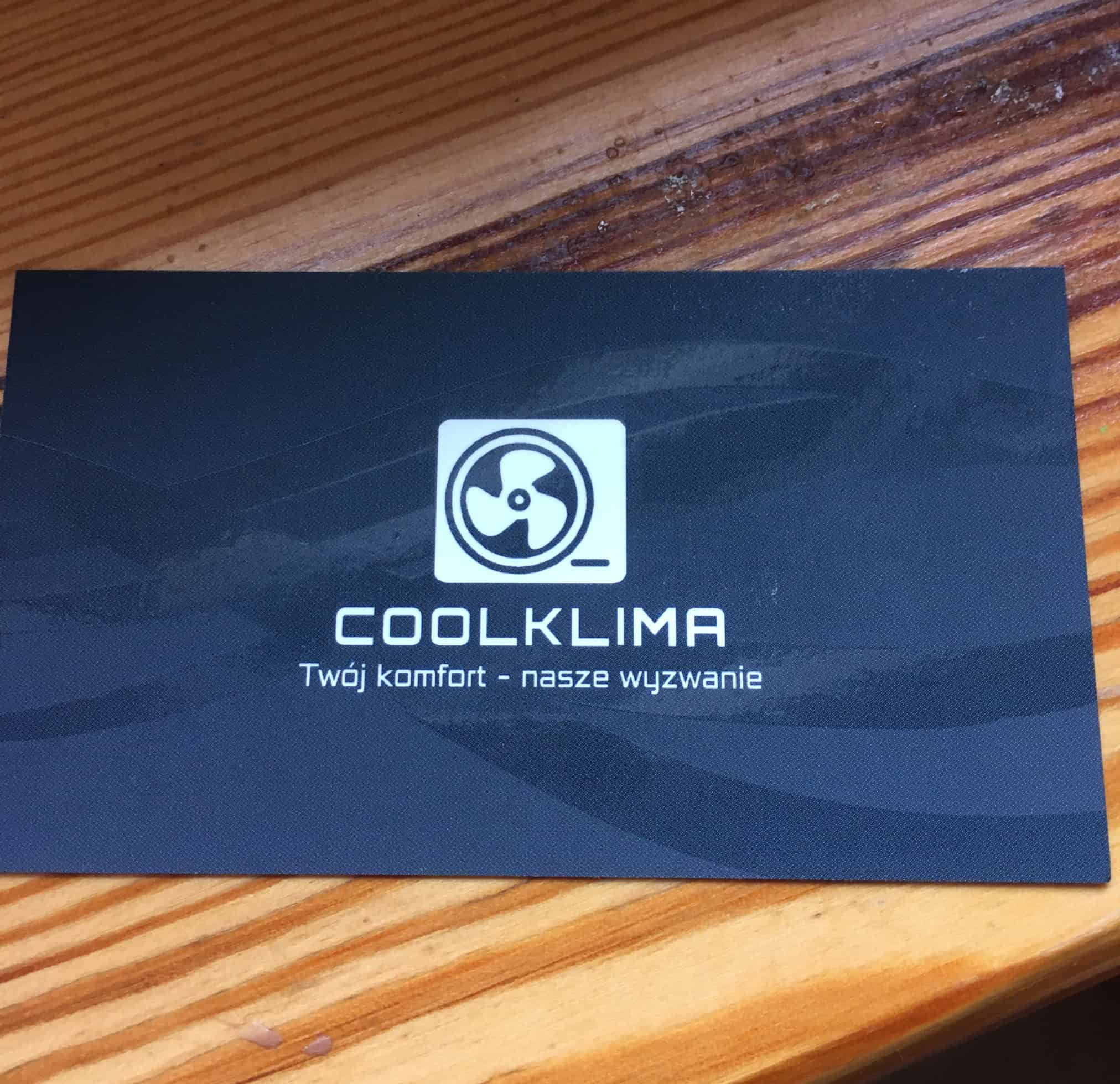 wizytówki z lakierem uv i logo Coolklima