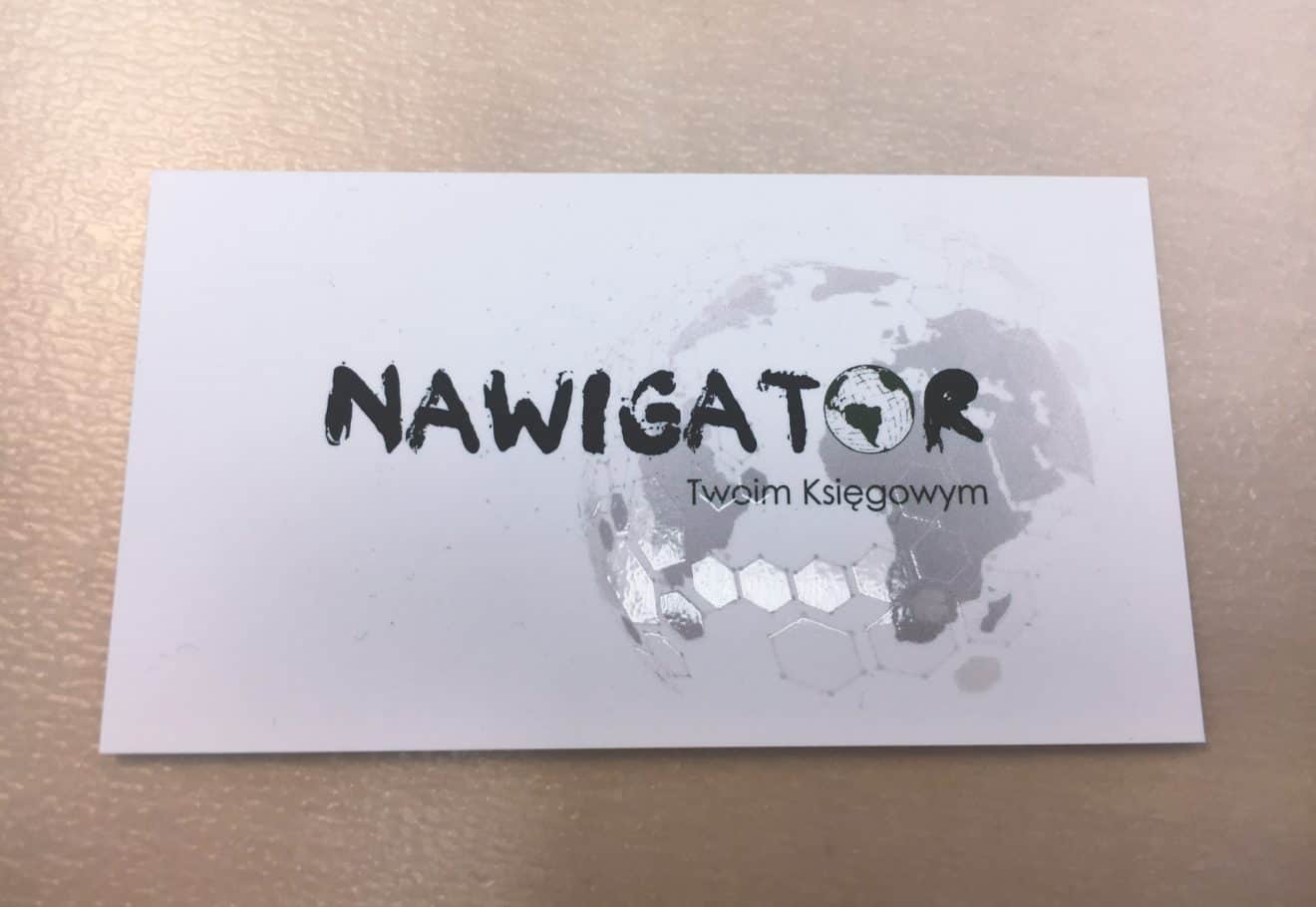 wizytówki UV z logo Nawigator