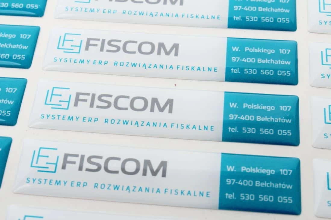 realizacja na naklejki żywiczne dla firmy Fiscom