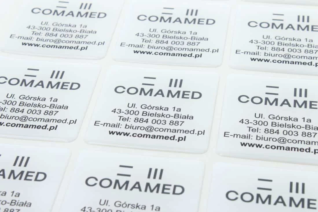 realizacja na naklejki żywiczne dla firmy Comamed