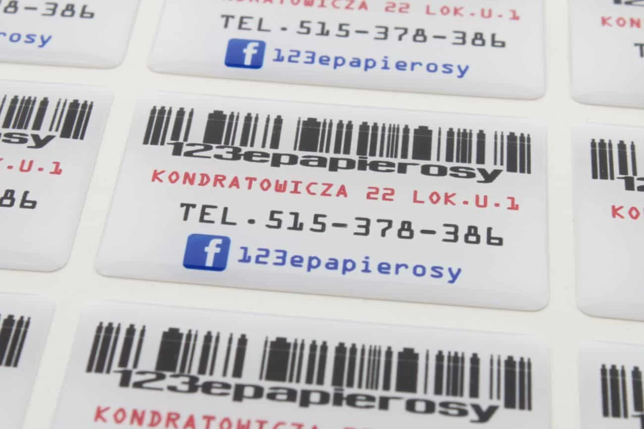 naklejki zalane żywicą dla firmy 123epapierosy