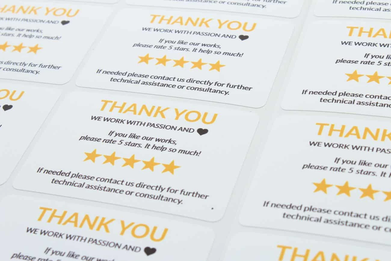 naklejki reklamowe z nadrukiem Thank You