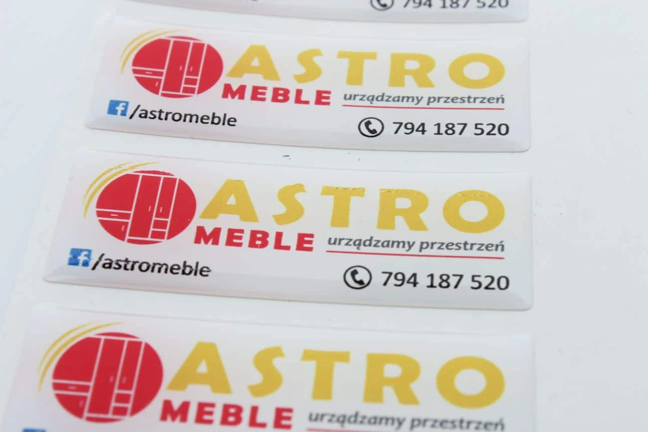 naklejki wypukłe z logo dla Astro meble