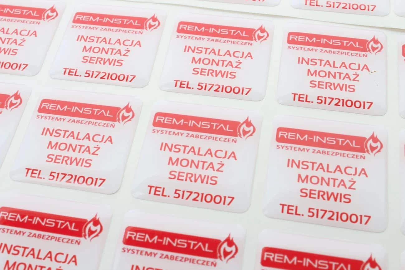 naklejki wypukle nadruk reminstal