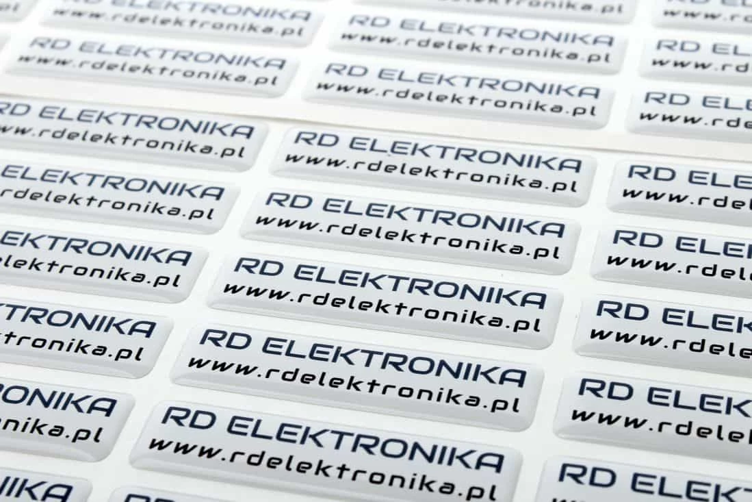 realizacja naklejek wypukłe z logo RD Elektronika