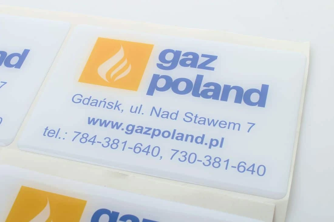 realizacja na naklejki reklamowe wypukłe dla firmy gaz poland