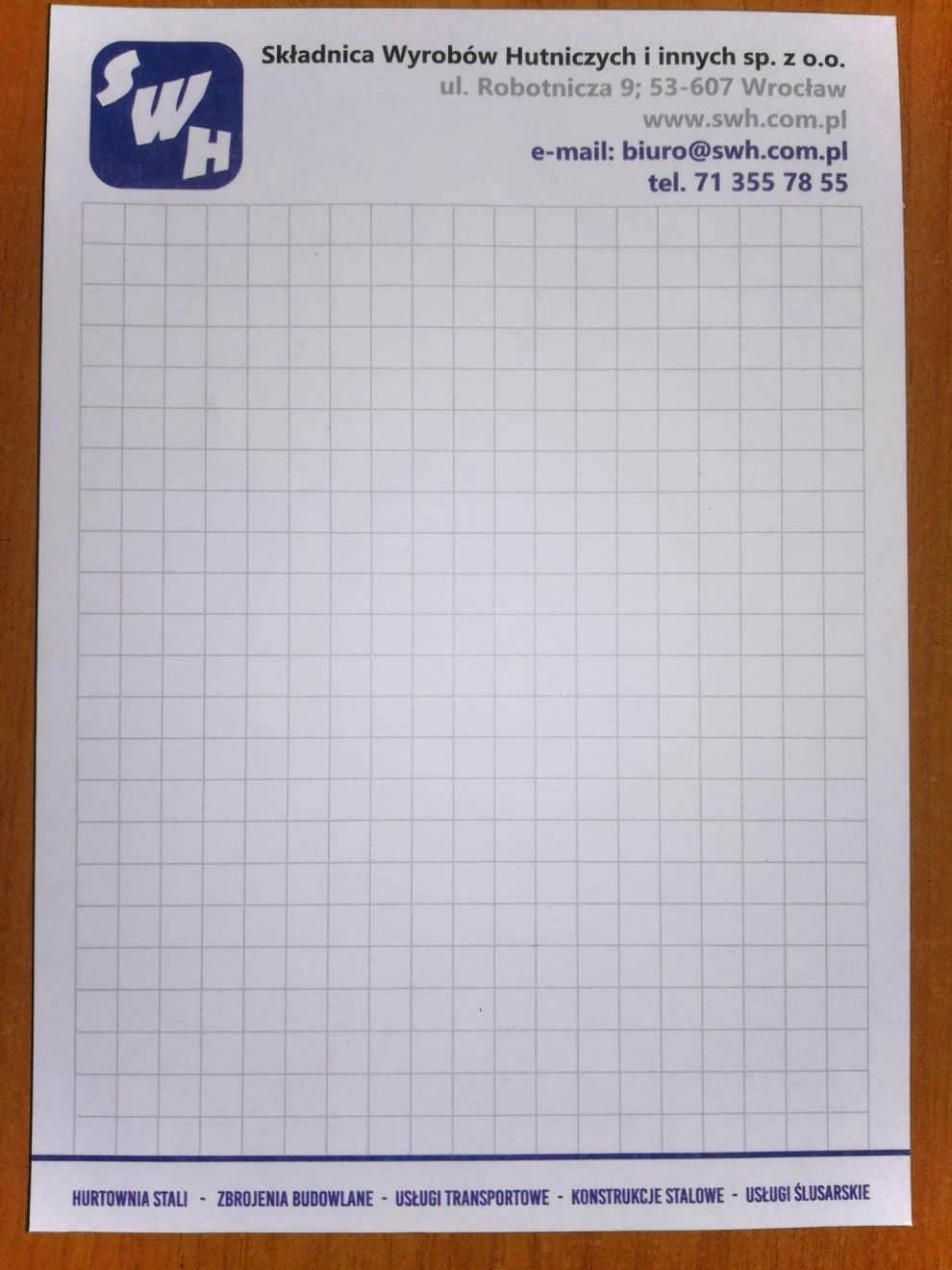 bloczki z nadrukiem dla Składnicy Wyrobów Hutniczych i innych