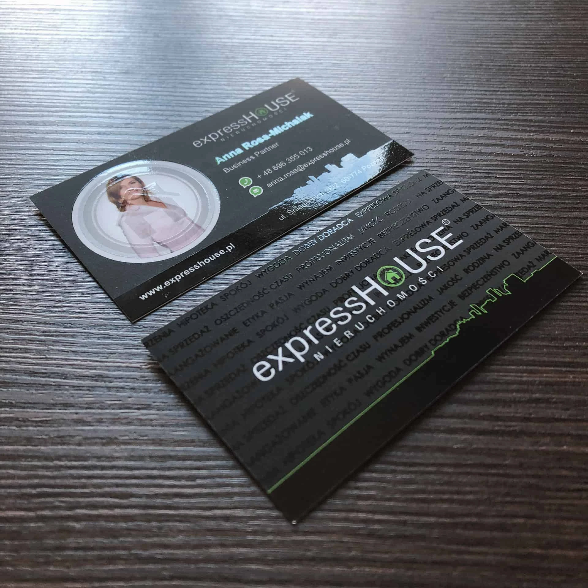 wizytówki z lakierem uv dla expressHouse
