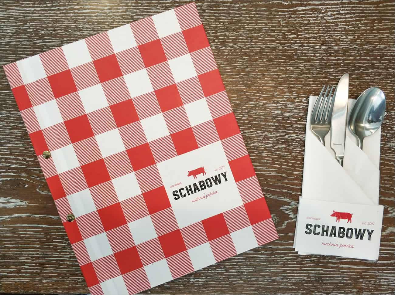 kolorowa okładka na karty menu dla restauracji Schabowy