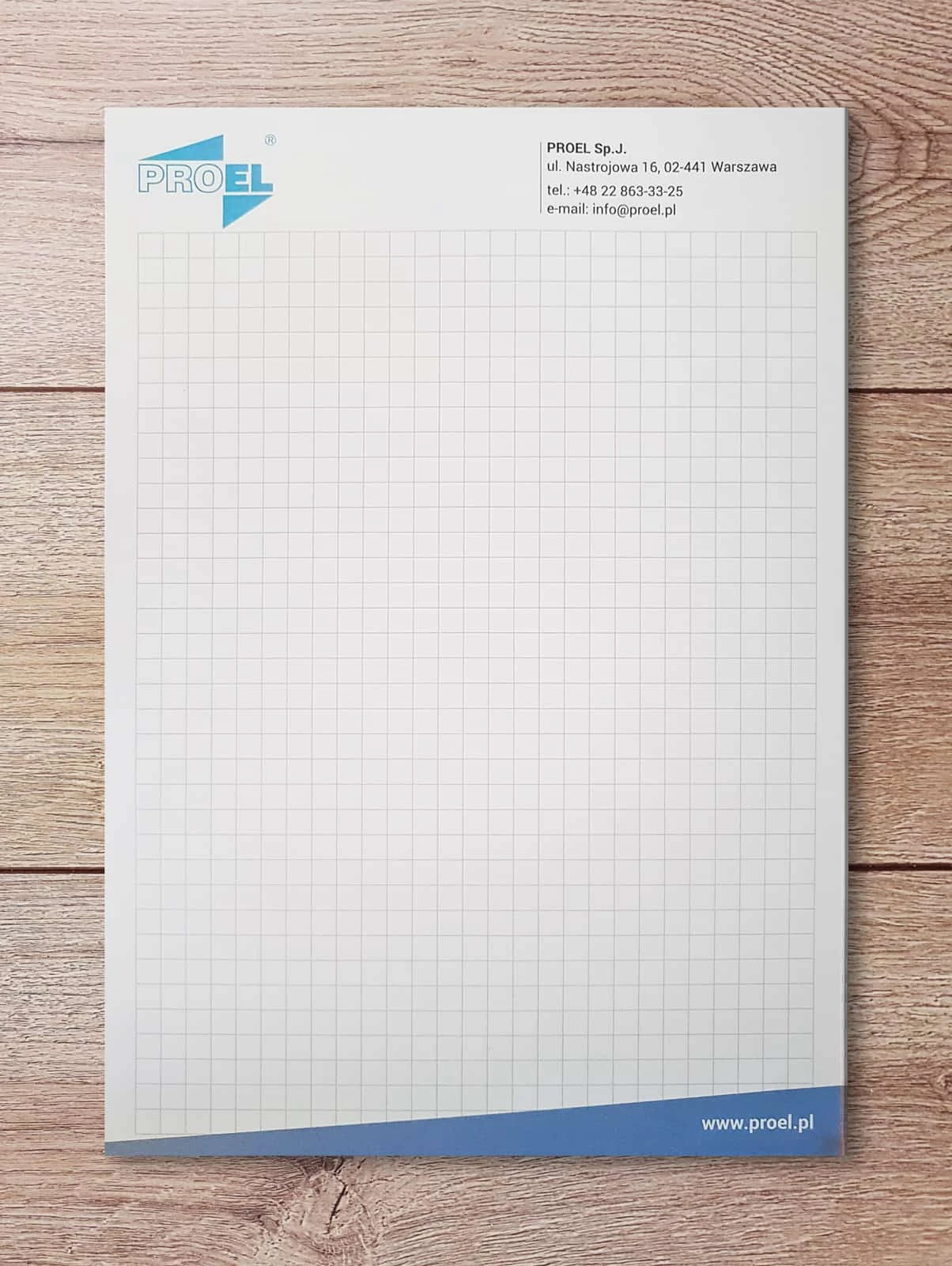 notesy firmowe z logo i danymi Proel